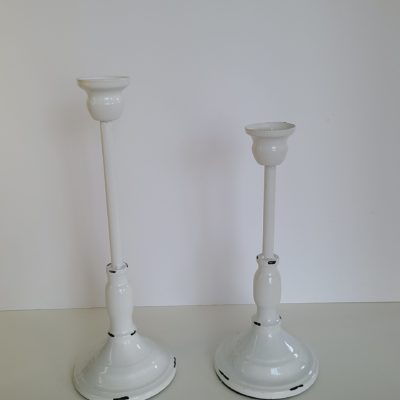 white candle stick holders